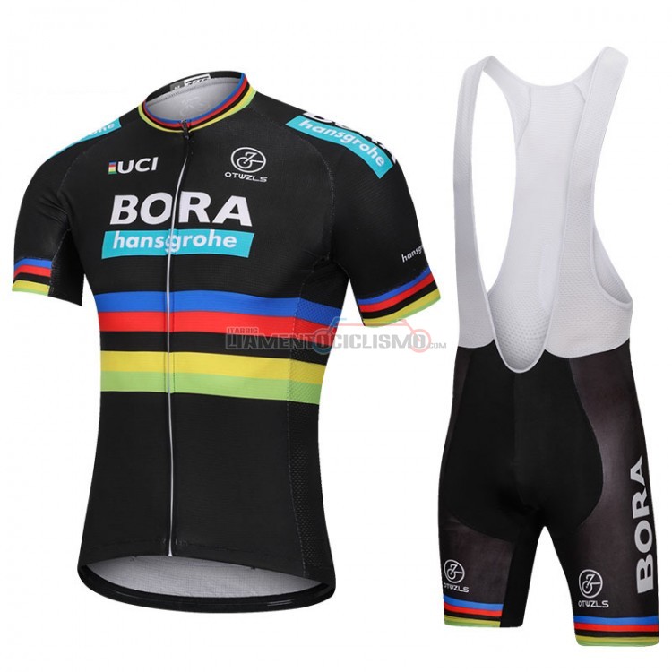 Abbigliamento Ciclismo Uci Mondo Campione Bora Manica Corta Nero 2018